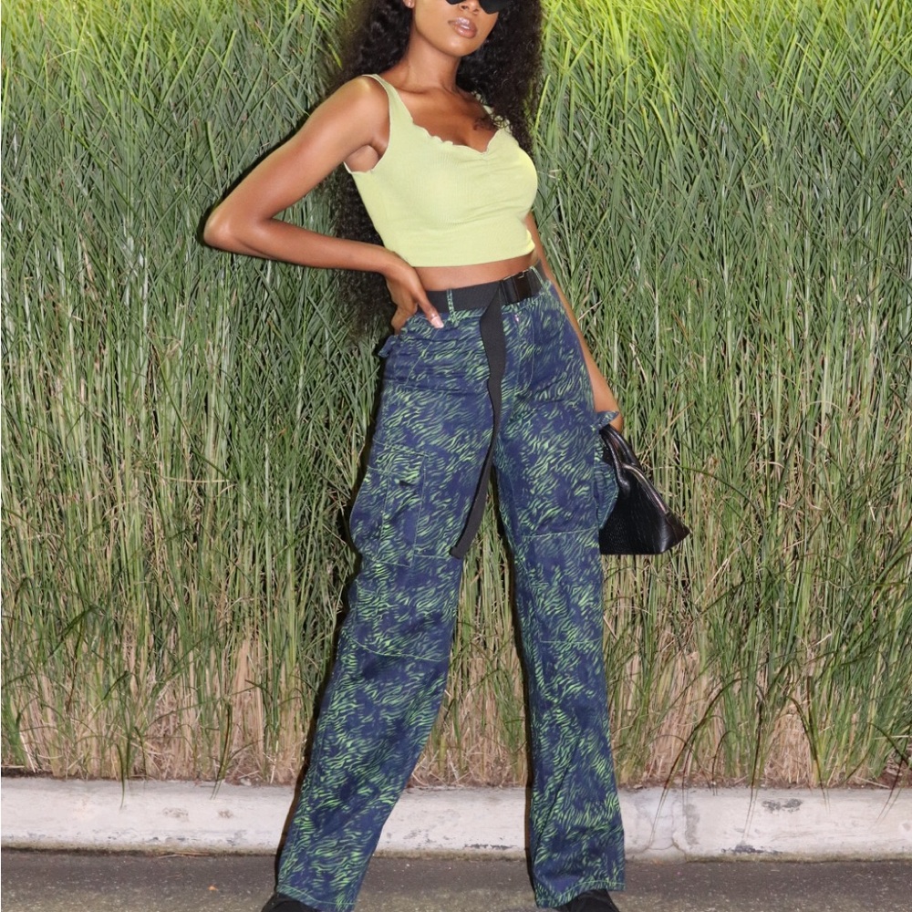 I.am.Gia Green Crop Top and Patterned Pants
